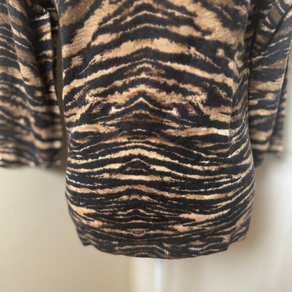 NWT Talbots Pure Cashmere Audrey Tiger Stripe Animal Print 3/4 Sleeve Sweater L - Picture 3 of 9